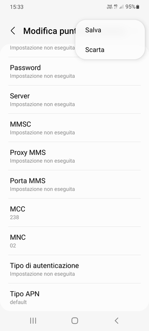 configurazione APN su Android