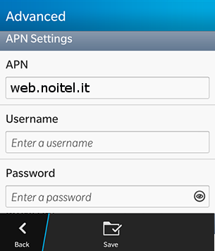 configurazione Noitel Mobile BlackBerry Q10
