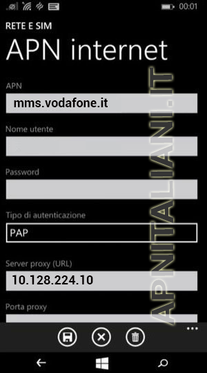 configurazione Vodafone Nokia Lumia 630