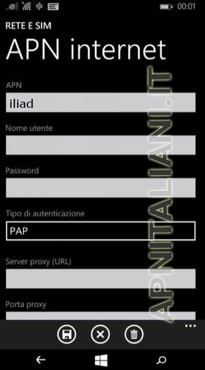 configurazione Iliad Microsoft Lumia 535