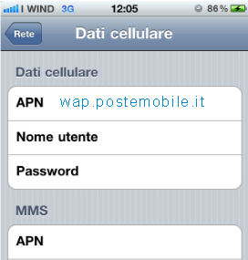 configurazione APN PosteMobile Apple iPhone 4