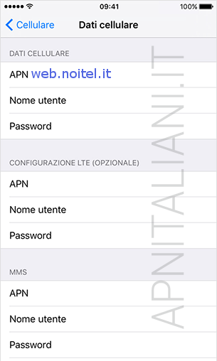configurazione APN Noitel Mobile Apple iPhone 8