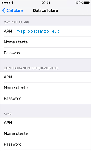 configurazione APN PosteMobile Apple iPhone 6